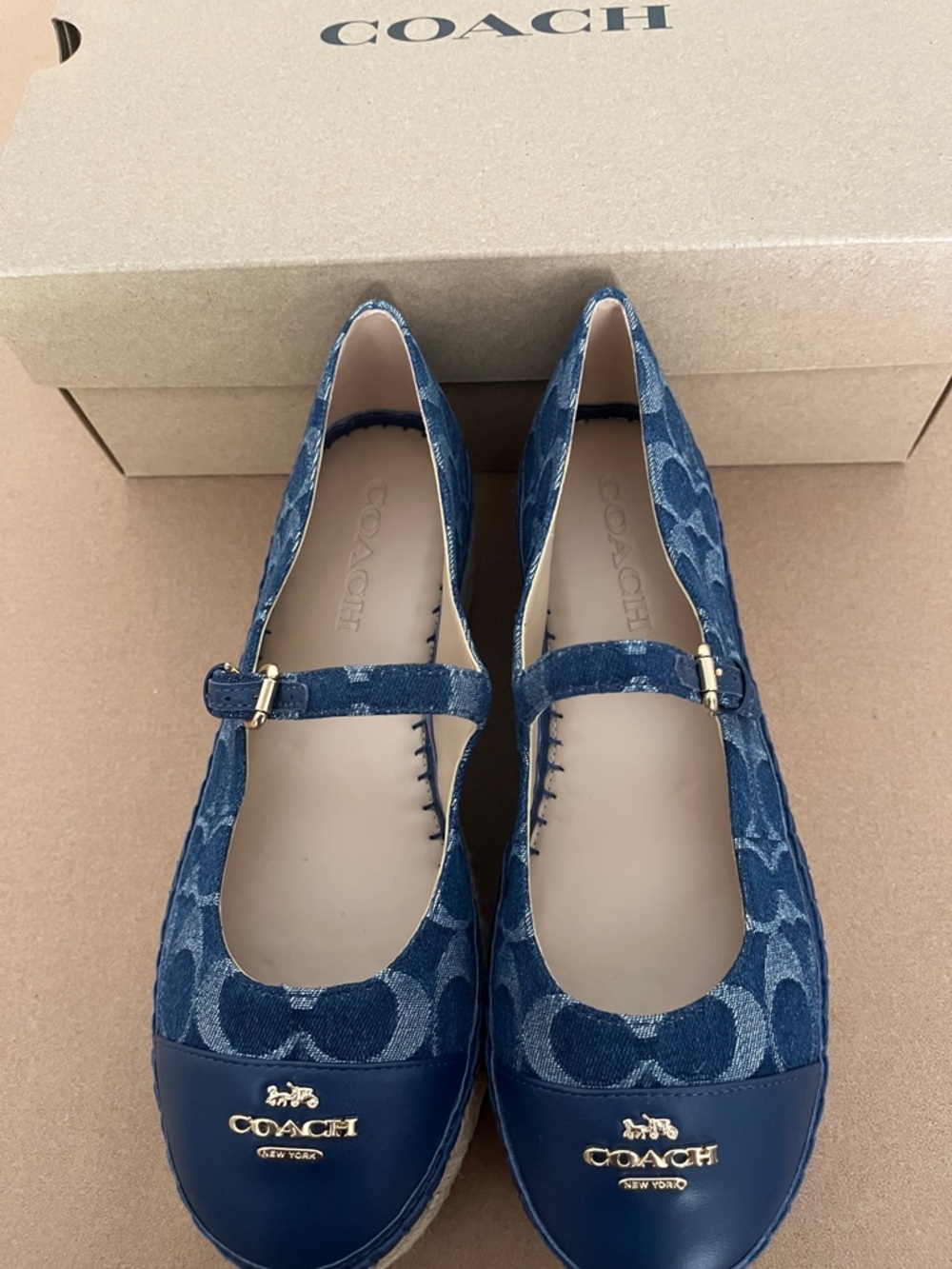 Coach Carmela Denim Signature Espadrille Platform in Blue  
Style No. CZ155